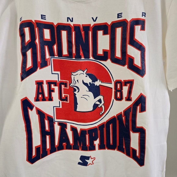 Denver Broncos - AFC 87' CHAMPIONS - T-shirt - *Ultra Rare 80's Original* NWOT - Picture 3 of 7